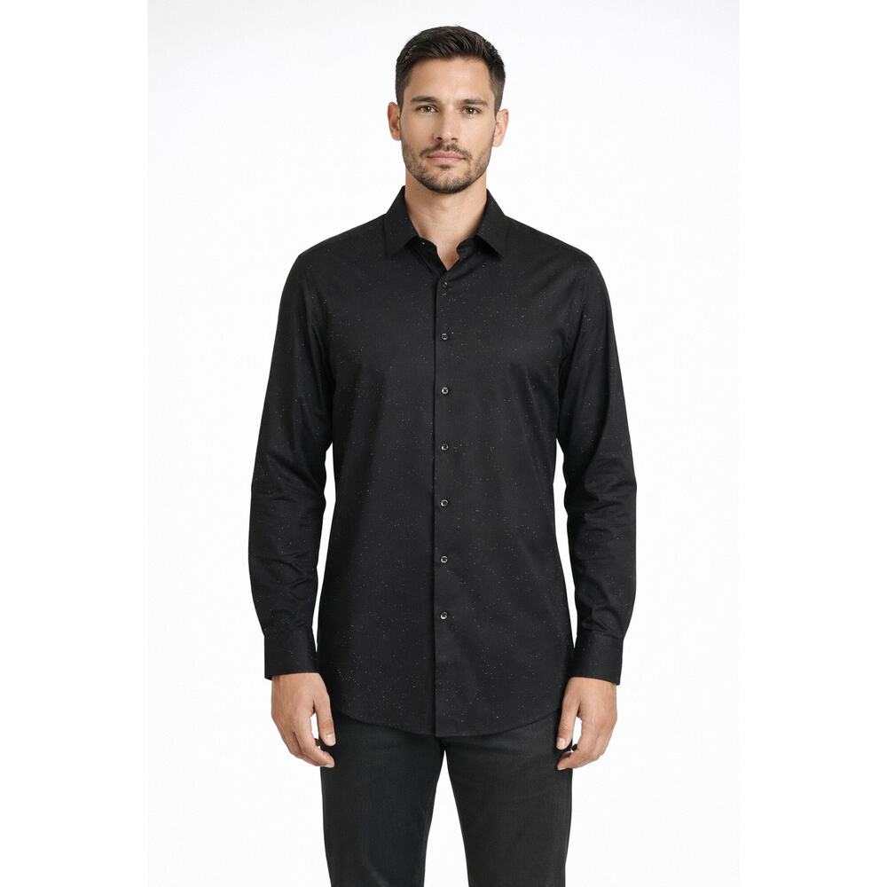 Grand Frank Stockholm With Love From Sweden Mens Black Button Up Shirt 43/44 NWT